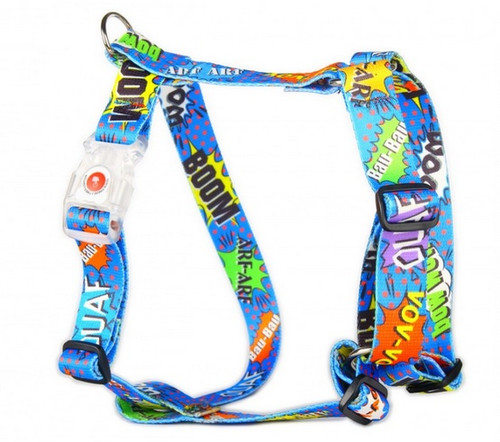 Matteo Dog Harness Guard LED Buckle 20mm, blue graffiti