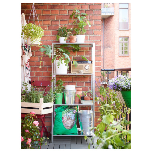 HYLLIS Shelf unit, indoor/outdoor galvanized, 60x27x140 cm