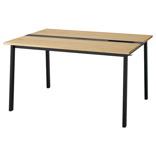 MITTZON Conference table, oak veneer/black, 140x108x75 cm