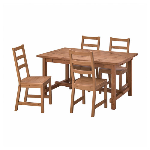 NORDVIKEN / NORDVIKEN Table and 4 chairs, antique stain, antique stain, 152/223x95 cm