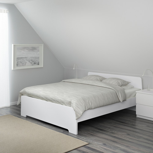 ASKVOLL Bed frame, white, Leirsund, 160x200 cm