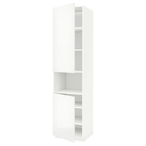 METOD High cab f micro w 2 doors/shelves, white/Ringhult white, 60x60x240 cm