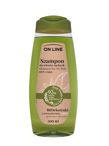 On Line From Plants With Love Shampoo for Dry Hair Green Tea + Aloe Vera Vegan 92% Natural 500ml