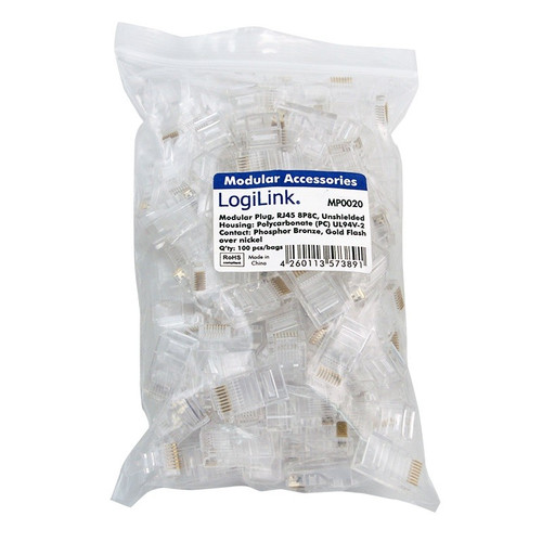 LogiLink RJ45 Modular {lug 8P8C unshielded, for flat cable, 100pcs