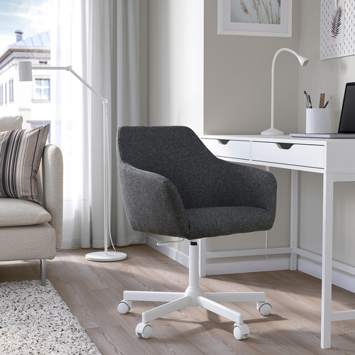 TOSSBERG / MALSKÄR Swivel chair, Gunnared dark grey/white