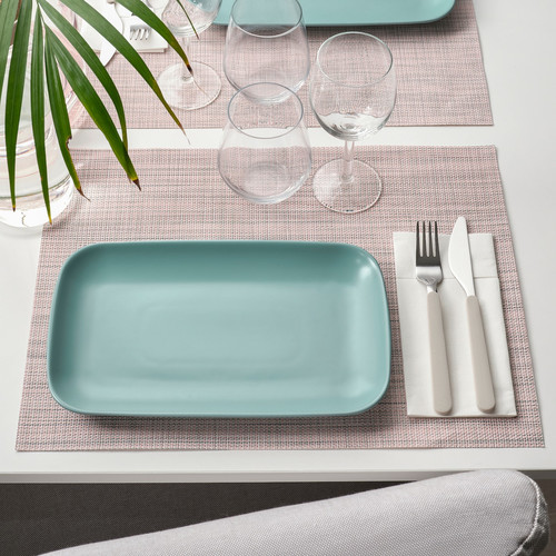 FÄRGKLAR Plate, matt light turquoise, 30x18 cm, 4 pack