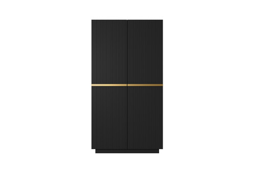 Wardrobe Nicole 100 cm, matt black, gold handles