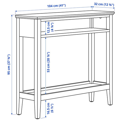 IDANÄS Console table, dark brown stained, 104x32x95 cm