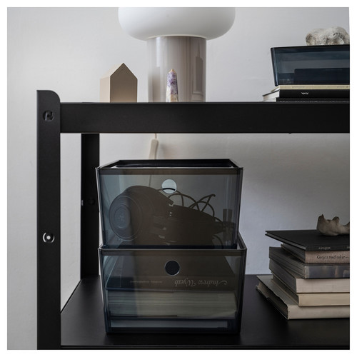 KUGGIS Box, transparent black, 26x35x15 cm