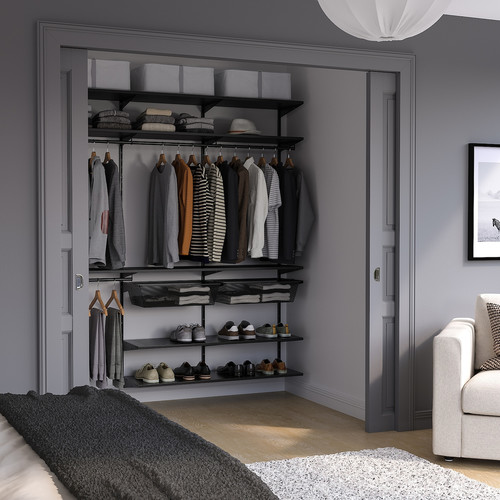 BOAXEL Wardrobe combination, anthracite, 187x40x201 cm