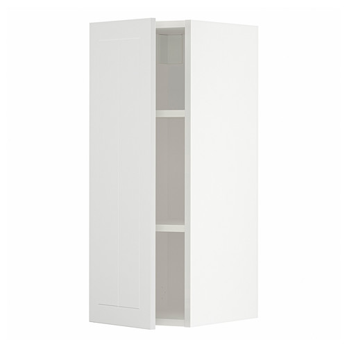 METOD Wall cabinet with shelves, white/Stensund white, 30x80 cm