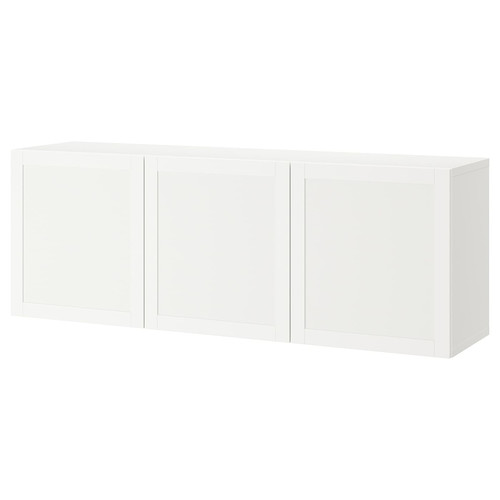 BESTÅ Wall-mounted cabinet combination, white/Hanviken white, 180x42x64 cm