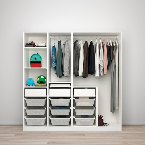 PAX / SVARTISDAL Wardrobe combination, white/white paper effect, 200x66x201 cm