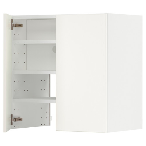 METOD Wall cb f extr hood w shlf/door, white/Veddinge white, 60x60 cm