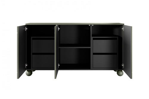 Cabinet Sonatia II 150 cm, with 4 internal drawers, olive