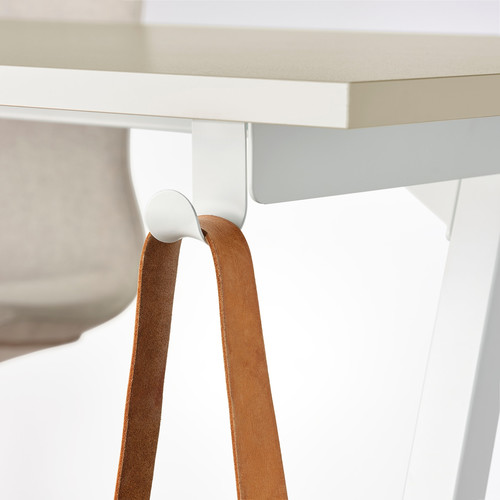 TROTTEN Desk, beige/white, 140x80 cm