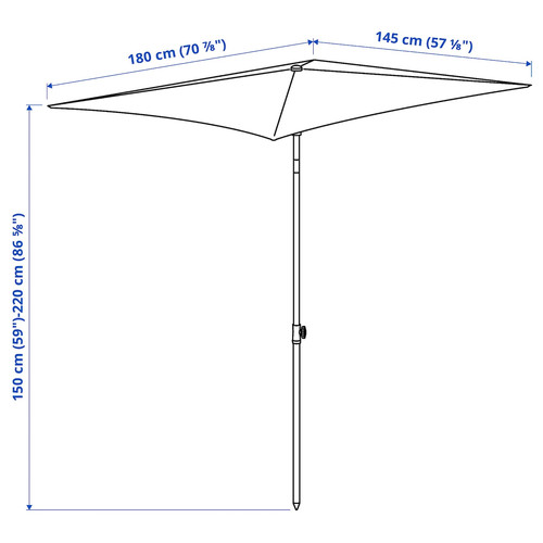 TVETÖ Parasol, tilting, grey-beige white, 180x145 cm