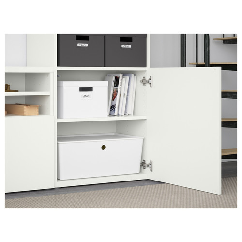 BESTÅ TV storage combination/glass doors, white/Lappviken white clear glass, 300x42x231 cm