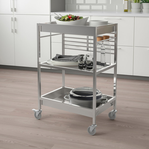 KUNGSFORS Kitchen cart, stainless steel, 60x40 cm