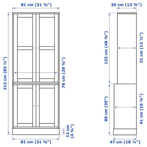 HAVSTA Storage combination w glass-doors, white, 81x47x212 cm