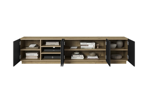 TV Cabinet Asha 200 cm, artisan/matt black