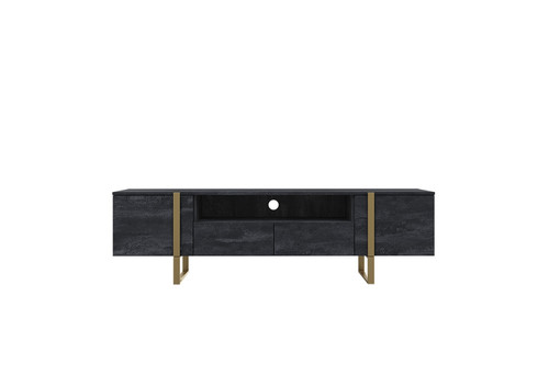 TV Cabinet Verica 200 cm, charcoal/gold legs