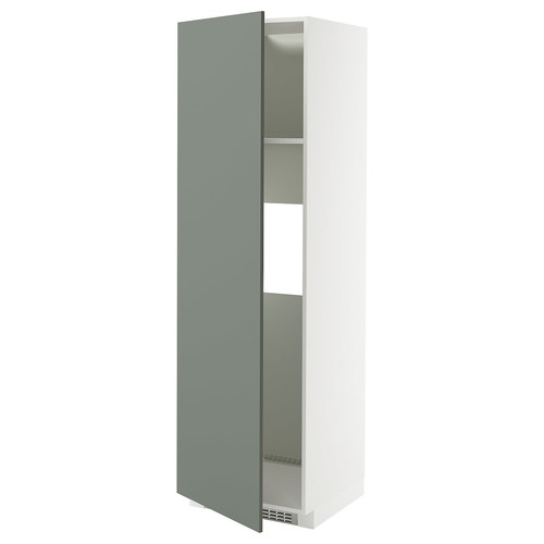 METOD High cab f fridge or freezer w door, white/Nickebo matt grey-green, 60x60x200 cm