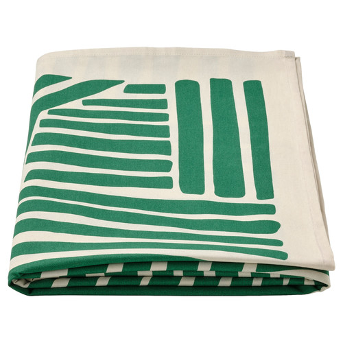 NÄBBFISK Tablecloth, patterned off-white/dark green, 145x240 cm