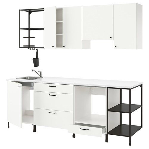 ENHET Kitchen, anthracite, white, 243x63.5x222 cm