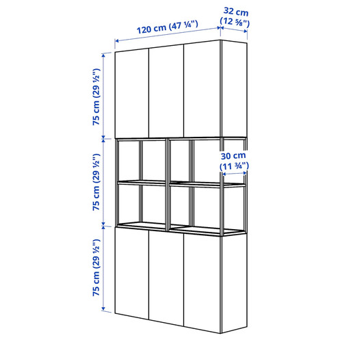 ENHET Storage combination, white/oak effect, 120x32x225 cm