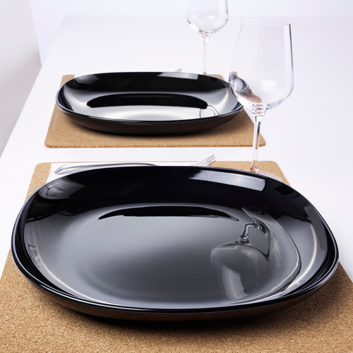 BACKIG Plate, black, 25x25 cm, 4 pack