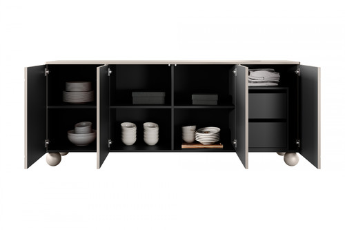 Cabinet Sonatia II 200 cm, with 2 internal drawers, cashmere