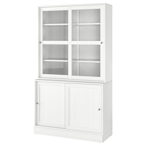 HAVSTA Storage comb w sliding glass doors, white, 121x47x212 cm