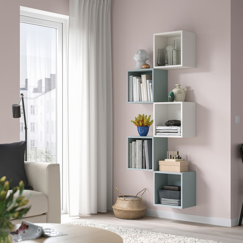 EKET Wall-mounted storage combination, multicolour/light grey-blue