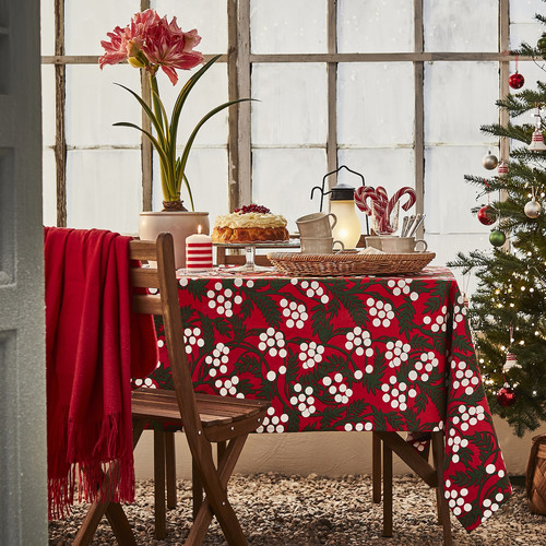 VINTERFINT Tablecloth, berry pattern red, 145x240 cm