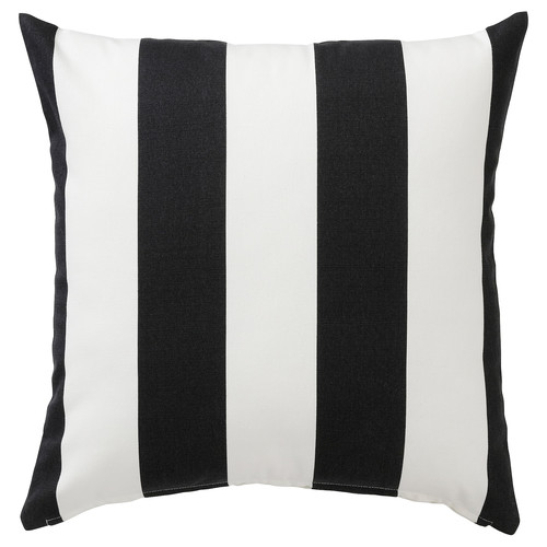 HÖSTAGILLE Cushion cover, stripe pattern white/black, 50x50 cm