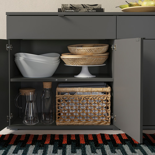 VIHALS Sideboard, dark grey, 140x37x75 cm