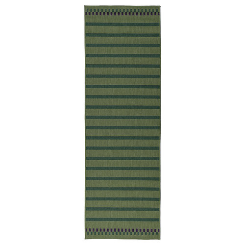 KORSNING Rug flatwoven, in/outdoor, green purple/striped, 80x250 cm