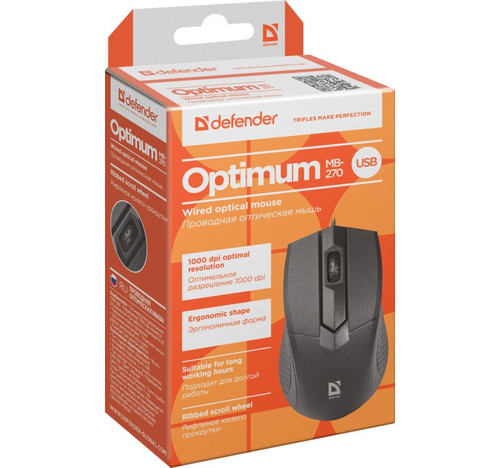 Defender Optical Wired Mouse 1000DPI MB-270, black