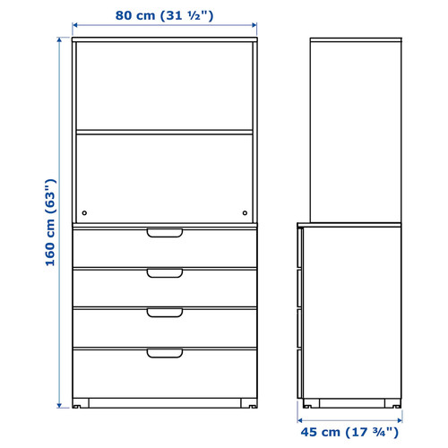 GALANT Storage combination with drawers, white, 80x160 cm