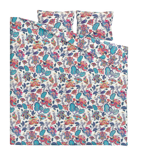 VITKNAVEL Duvet cover and 2 pillowcases, flower/multicoloured , 200x200/50x60 cm