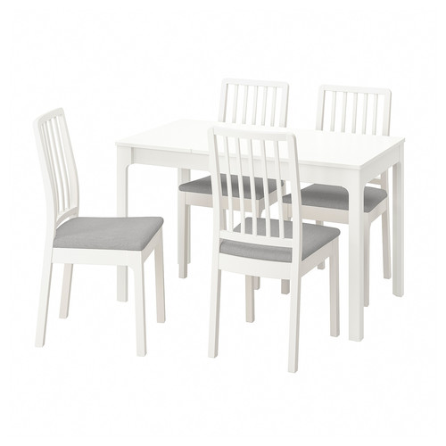 EKEDALEN / EKEDALEN Table and 4 chairs, white white/Ramna light grey, 80/120 cm