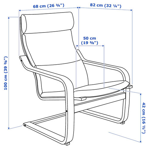 POÄNG Armchair, black-brown/Skiftebo dark grey