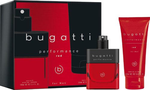 BUGATTI Gift Set Performance Red for Men (Eau De Toilette 100 ml + Body Wash 200 ml)