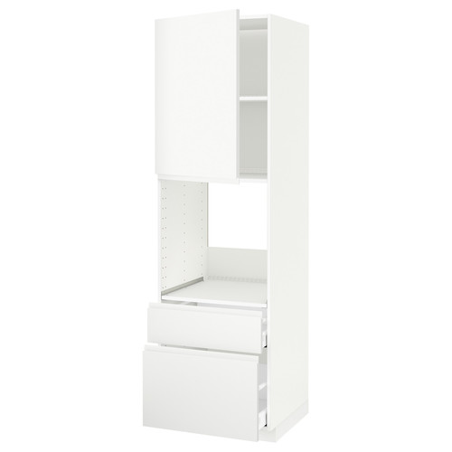 METOD / MAXIMERA Hi cab f ov w dr/2 frnt/1 m/1 h drw, white/Voxtorp matt white, 60x60x200 cm