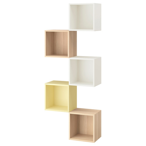 EKET Wall-mounted storage combination, multicolour/pale yellow