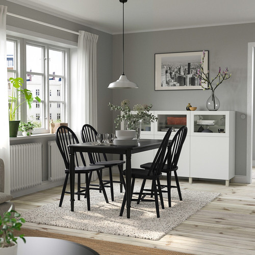 DANDERYD / SKOGSTA Table and 4 chairs, black/black, 130 cm