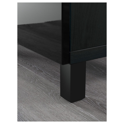 BESTÅ Storage combination with doors, black-brown, Selsviken/Glassvik high-gloss/black, smoked glass, 180x40x112 cm