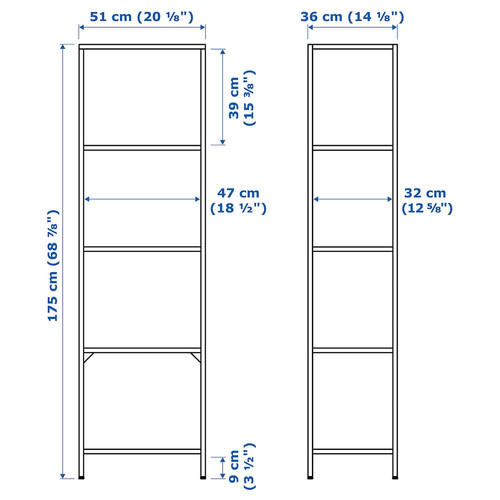 VITTSJÖ Shelving unit, black-brown, glass, 51x175 cm