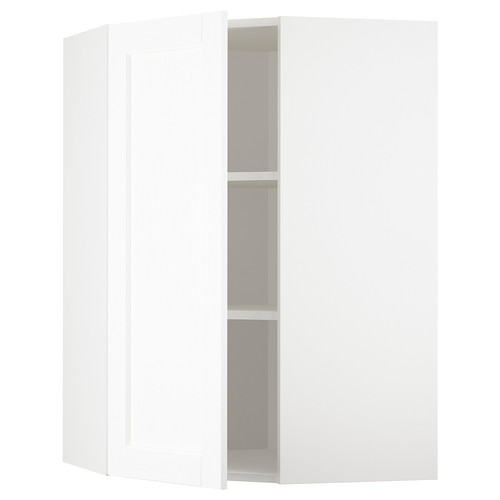 METOD Corner wall cabinet with shelves, white Enköping/white wood effect, 68x100 cm